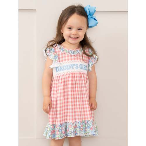 Sweet Gingham Daddy's Girl Smocked Ruffle Dress