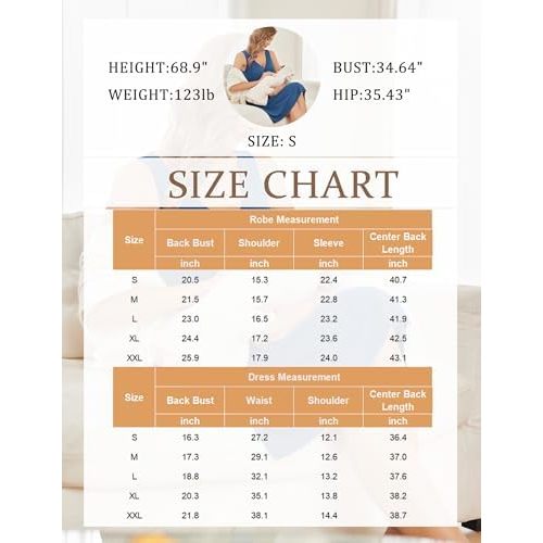 Ekouaer Maternity Nursing Gown and Robe Set Labor Delivery Nursing Nightgowns for Breastfeeding Pregnancy Clothes