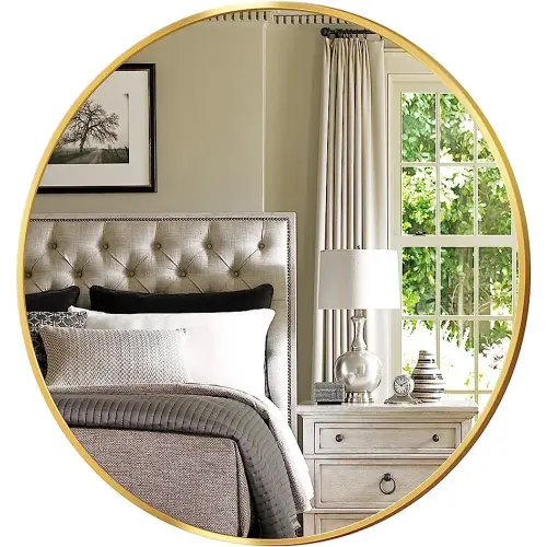 Antok Round Mirror, 20 inch Round Mirror for Wall, Round Wall Mirror Metal Frame, Round Bathroom Mirror, Circle Mirrors for Wall, Entryway, Bathroom, Vanity, Living Room, Circle Mirror, Gold
