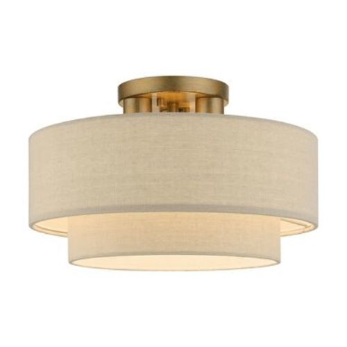 Livex Lighting Bellingham 3 - Light Semi-Flush Mount in Antique Gold Leaf