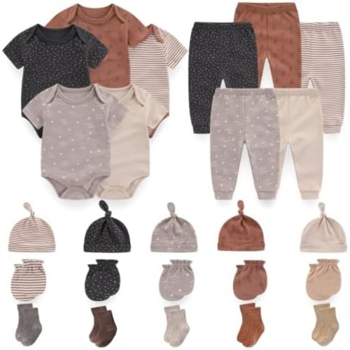 25Pcs Unisex Baby Boy Girl Pants Set Bodysuits Hats Mittens Socks