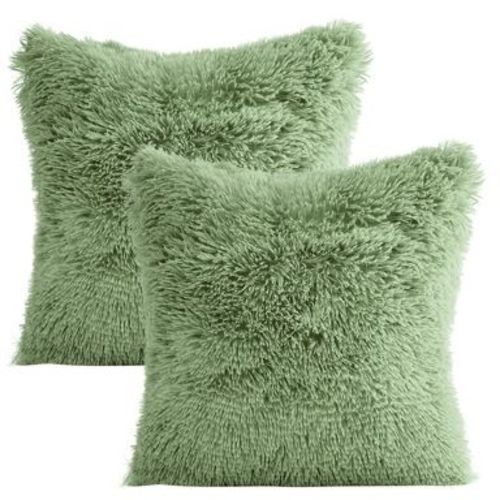 Unique Bargains Soft Modern Plush Throw Home Decor Throw Pillowcases Green 16" x 16"