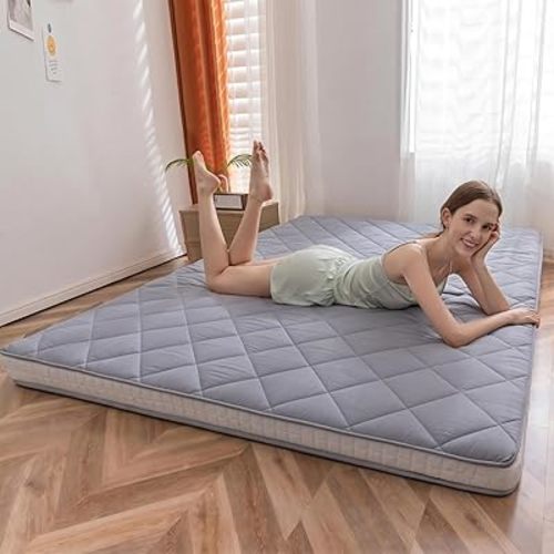 MAXYOYO Japanese Floor Futon Mattress Full Size, Floor Bed for Adults, Roll Up Folding Floor Mattress, Diamond Patterned Japanese Floor Bed