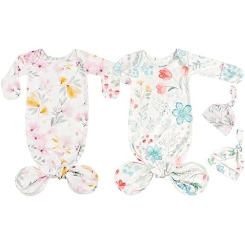 Newborn Baby Sleeper Gown with Beanie 0-3 Months