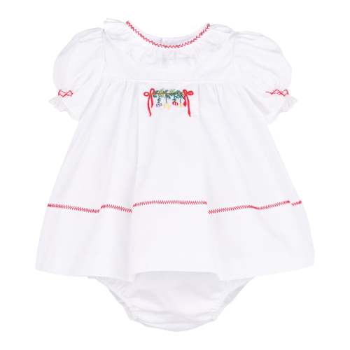 Sophie & Lucas Girls White Christmas Embroidered Merrymaker Dress - Bo – Best Dressed Child