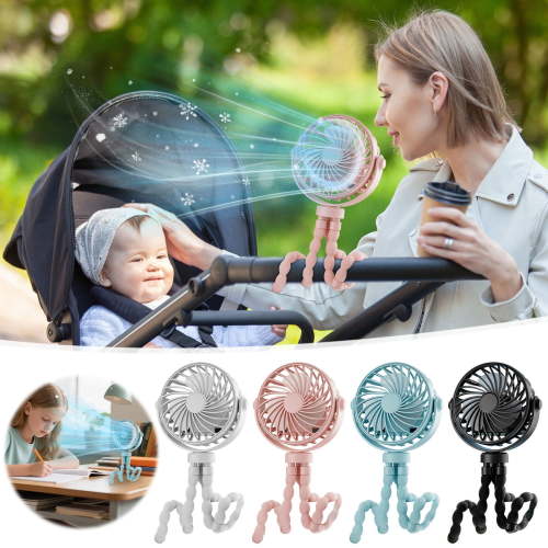 YiJuHui USB Rechargeable Portable Clip On Fan with Flexible Tripod, 3 Speeds Quiet Cooling Fan for Stroller Car Seat Office Desk Outdoor Travel Personal Fan
