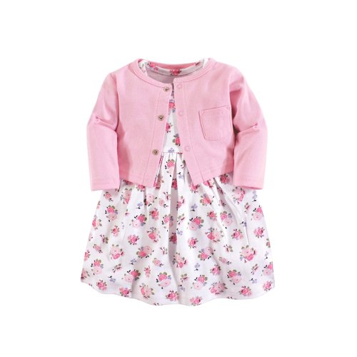 Luvable Friends Baby Girl Dress & Cardigan, 2pc Outfit Set