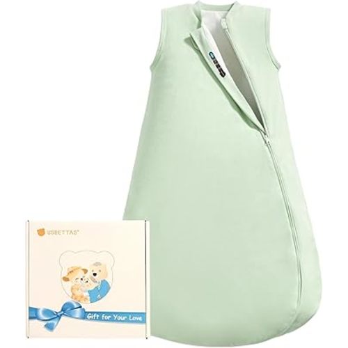 usbettas 1.0 Tog 2.5 Tog Baby Sleep Sack, 100% Cotton Baby Sleeping Bag 3-24M, 2-Way Zipper Baby Wearable Blanket