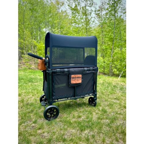 UPF50+ Black on Black Mesh-Sided Full Canopy - Wonderfold, Rainbow Baby, Joymor, and Larktale Wagons