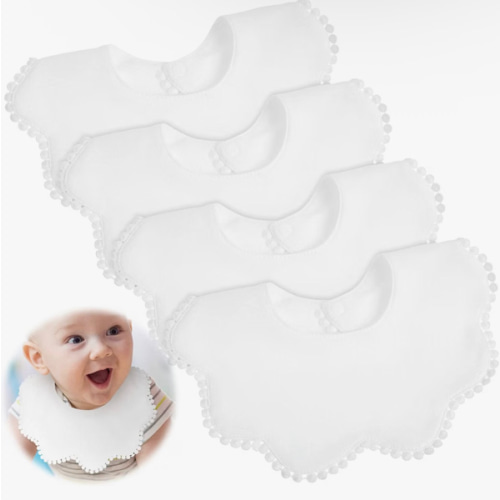 JenPen Pcs White Baby Girl Bibs Bandana Muslin 360 Drool Teething