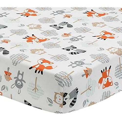 Bedtime Originals Woodland Friends Fitted Crib Sheet, Multicolor , 52x28x8 Inch (Pack of 1)