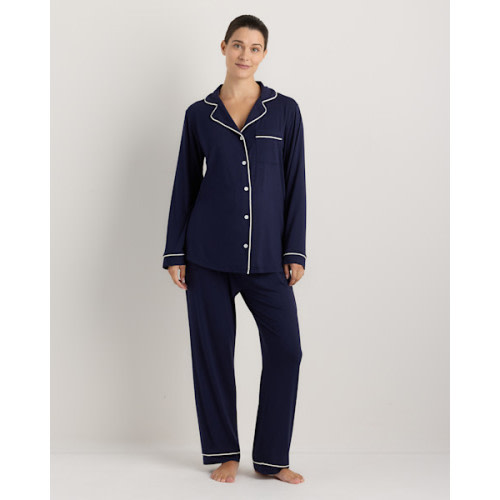 Bamboo Jersey Maternity Long Sleeve Pajama Set - Maternity in Wine Tasting Red
