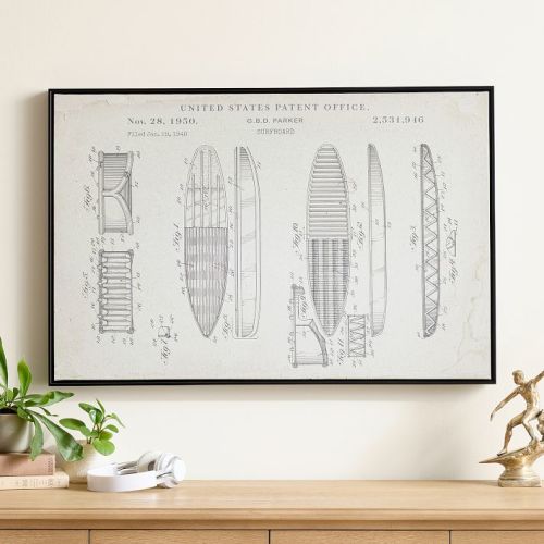 Surfboard Patent Framed Art