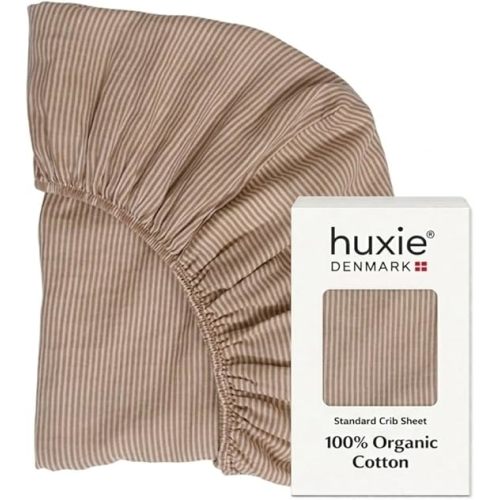 Crib Sheets – Organic Cotton Muslin Fitted Crib Sheet – Standard Size for Baby Boy and Baby Girl 28" x 52" Ultra-Soft and Breathable. (Natural Stripe)