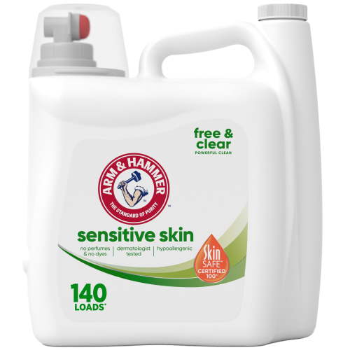 ARM & HAMMER Sensitive Skin Free AIS1 Clear, 140 Loads Liquid Laundry Detergent, 140 Fl oz