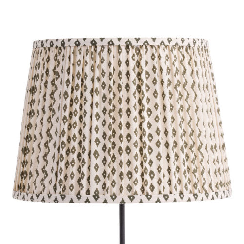 Olive Green Diamond Pleated Block Print Table Lamp Shade