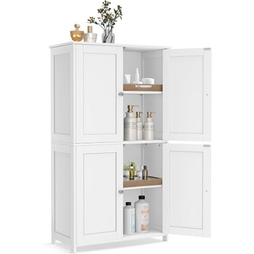 VASAGLE Floor Storage Cabinet, 2 Adjustable Shelves, 4 Doors,42.7" H
