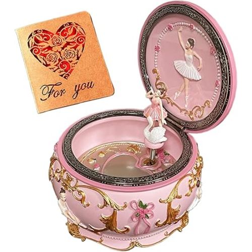 Briskfeel Classical Ballerina Music Box Jewelry Box LED lights Twinkling Resin Carved Collectible Mechanical Ballerine Musical Box with Sankyo 18-Note Ballerina Rotates (4# Ballet)