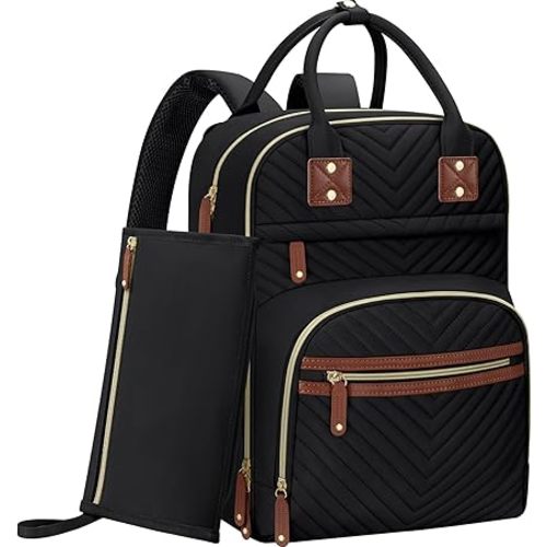Tenot Diaper Bag Backpack for Women with Changing Pad, Baby Bag with Insulated Pockets Multifunctional Diaper Bags For Baby Girl Boy Waterproof Baby Bags For Boys Girls Maternity Bag Black
