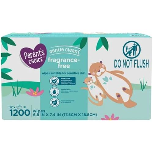 Parents Choice Fragrance-Free Baby Wipes, 1200 Count