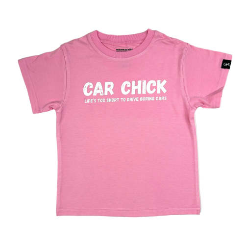 Pink Car Chick T-Shirt | Life's too short to drive boring cars – Gearhead Kids
