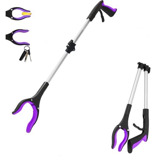 32 inch GrabRunner Heavy Duty(up to 10 lbs) Reacher Grabber Tool with Strong Magnetic (Purple(1Pack))