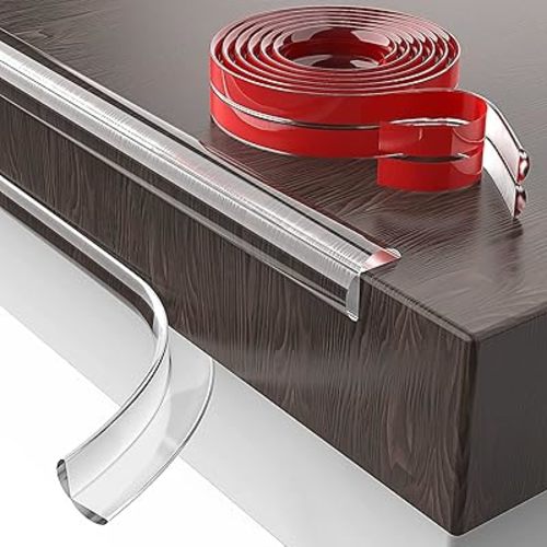Baby Proofing, Clear Edge Protector Strip, Silicone Soft Corner Protectors for Kids Safety with Pre-Taped Strong Adhesive, Edge Protectors for Cabinets, Tables, Drawers-16.4FT(0.4"X0.4")