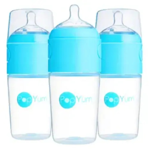 PopYum 9 oz Blue Anti-Colic Formula Making Baby Bottle, 3-Pack with #2 Medium Flow Nipples - TikTok Shop
