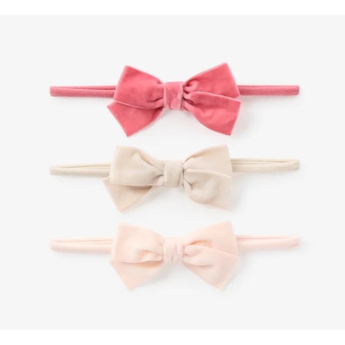 Pink Velvet Bow Headband Set 3 pk – Elegant Baby