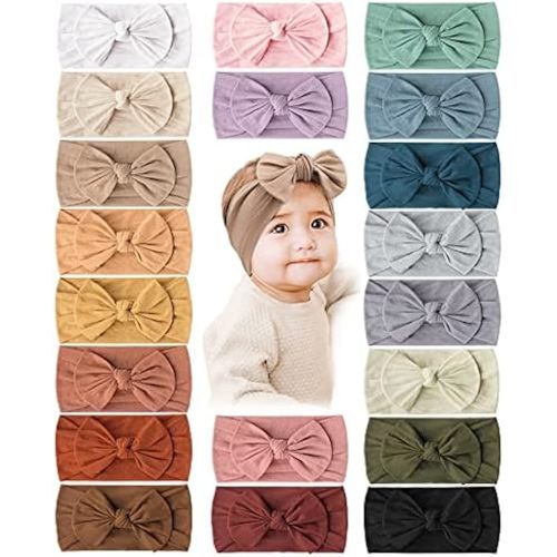 Prohouse 20 Pcs Baby Girl Bows and Headbands, Elastics Nylon Hairbands