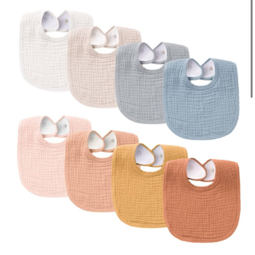 Konssy Muslin Baby Bibs 8 Pack Baby Bandana Drool Bibs Cotton for Unisex Boys and Girls, Soft Absorbent Set for Teething and Drooling
