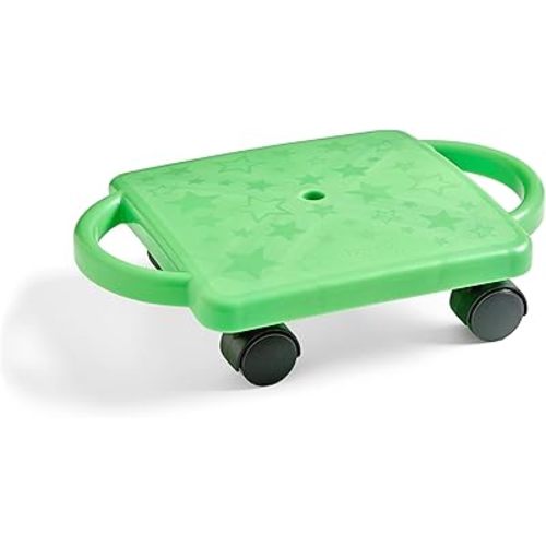 hand2mind Green Indoor Scooter Board with Handles, Sit Down Floor Scooter, Gym Activities for Kids, Indoor Recess Games, Sport Scooters, Physical Education Equipment, Gross Motor Toys