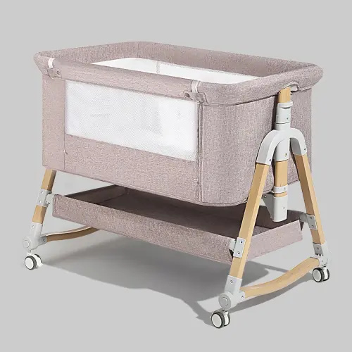 Harppa Cuddly 3-in-1 Baby Bassinet & Bedside Sleeper, Rocking Newborn Bed with Wheels & Mosquito Net