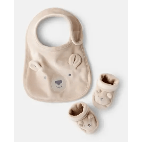 Baby Bear Bib & Booties Gift Set - Tan | Carter's