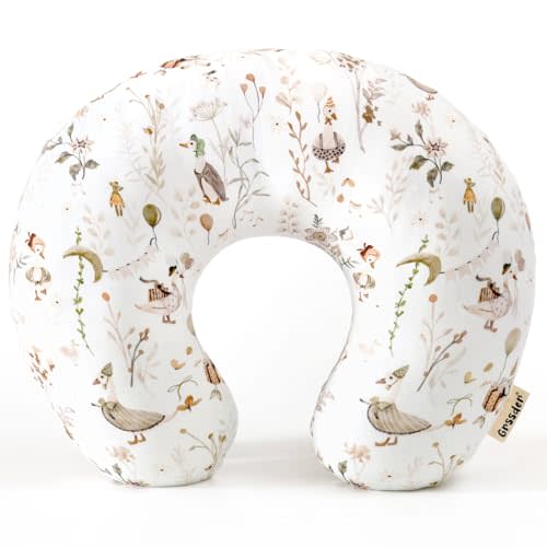 GRSSDER Nursing Pillow Cover Stretchy Minky Removable Nursing Covers for Breastfeeding Pillows, Ultra Soft Comfortable Slipcover for Boy and Girls, Cute Duck Pattern