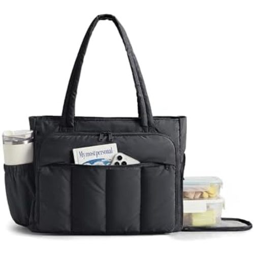 BAGSMART Tote Bag for Women, Teacher Tote with Insulated Compartment, Large Puffer Work Tote Handbags for Work