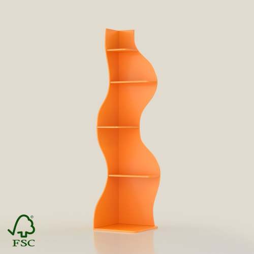 YOWOS Flamenco Wave Display Shelf Wood Orange 69.4"H