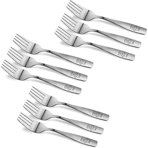 9 Piece Stainless Steel Kids Forks - Kids Cutlery, Toddler Safe Flatware, Silverware & Utensil Set for Home & Preschools