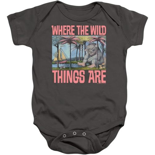 Where The Wild Things are Cover Unisex Infant Snap Suit for Baby (12 Months) Charcoal