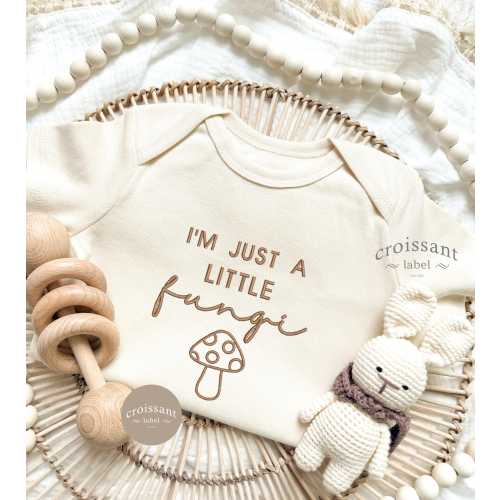 Embroidered Funny Mushroom Baby Onesie® Just A Little Fungi Cottage core pregnancy announcement, Funny Baby Shower
