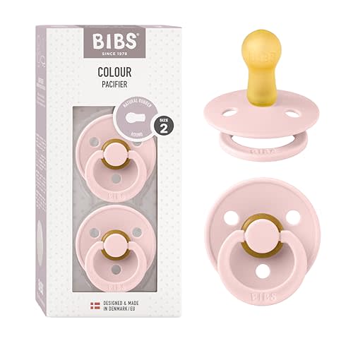 Bibs Colour Pacifier 2-Pack | BPA Free Soother, Round Nipple. Natural Rubber Latex,