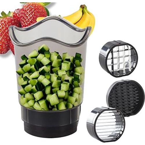 NOVANO Strawberry Slicer with Stainless Blades | Egg & Fruit Slicer Cup for Banana, Cucumber, Mushroom | ABS Detachable Kitchen Gadget - Precision Berry Cutter Tool