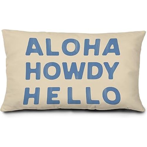 Coastal Cowgirl Western Pillow Covers - Aloha Howdy Hello, 12x20 Preppy Throw Pillows for Western Coastal Room Decor