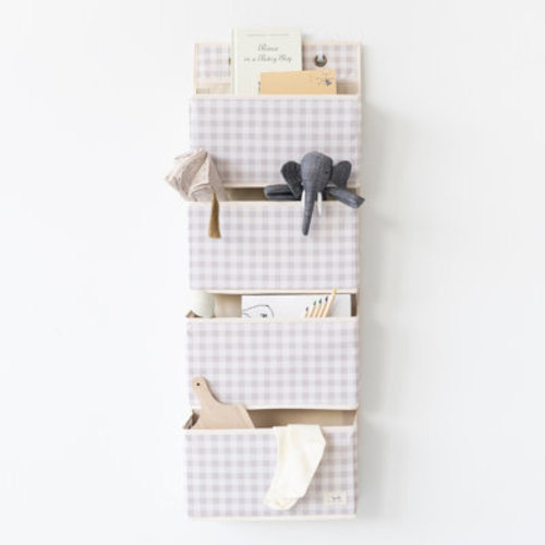 3 Sprouts 3 Sprouts Recycled Fabric Over The Door Organizer - Gingham Beige | Wayfair