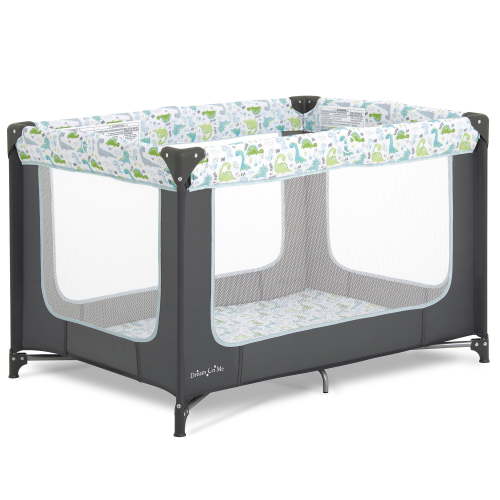 Dream On Me Zodiak Lightweight Foldable Portable Play Yard with Carry Bag, Grey/Green