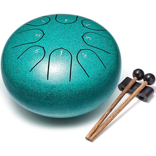 Steel Tongue Drum 6 Inch 8 Notes Musical Instrument | Percussion for Meditation, Calming, Music Gift for Adults Beginners (Malachite)