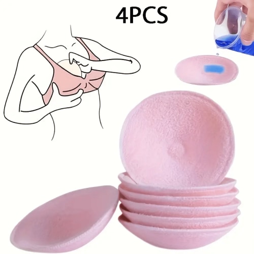 Set of 4 Nursing Pads - Reusable Leak-Proof Breast Pads with Quick-Dry Absorption, Full Coverage Design for Privacy And Comfort, Available in Pink And Blue, Perfect for New Mothers And Breastfeeding Essentials, Breastfeeding Necessities | Comfortabl