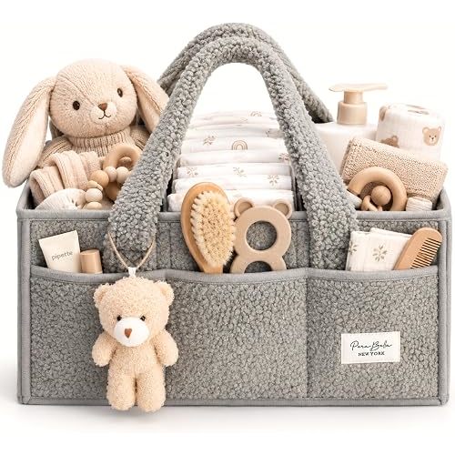 Diaper Caddy Organizer for Changing Table, Storage Basket for Wipes, Gift for Baby Shower, Car Organizer, Nursery Organizer, Portable Storage