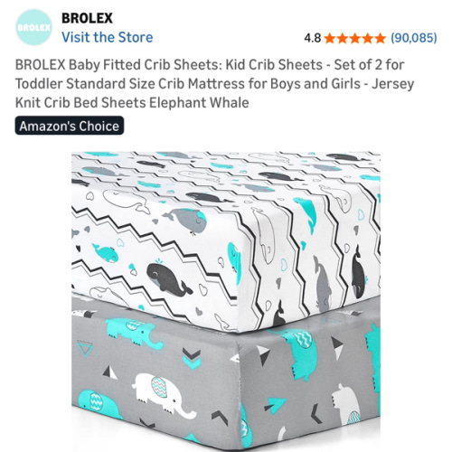 BROLEX Baby Fitted Crib Sheets: Kid Crib Sheets - Set of 2 for Toddler Standard Size Crib Mattress for Boys and Girls - Jersey Knit Crib Bed Sheets Elephant Whale