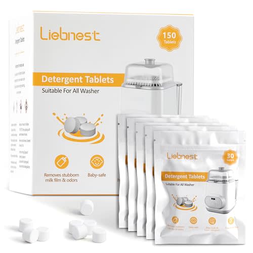 Liebnest 150Pcs Detergent Tablets for Baby Bottle Washer, Bottle Washer Tablets Compatible with Momcozy, Baby Brezza, Grownsy Bottle Washers, Safe & Residue Milk Free